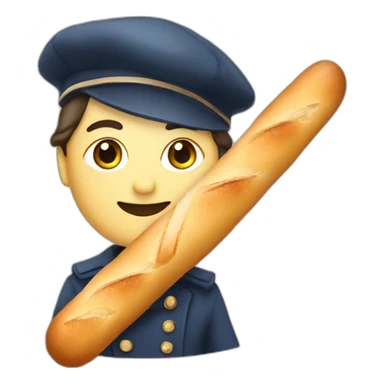 A parisian with a baguette and a beret sticker