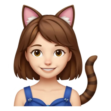 a girl with brown hair, cat ears and a tail saying "im lauren" sticker