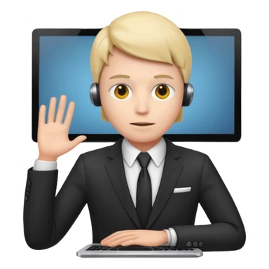  A person that has a computer screen as its head and is wearing a suit sticker