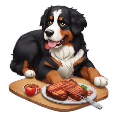 bernese mountain dog eating bbq sticker