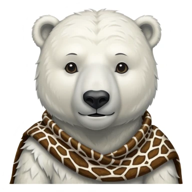 a polar bear wearing ancient animal skin cloth, half body, icon sticker