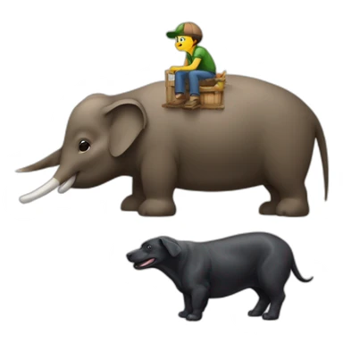 Oiseau sur un chat sur une tortue sur un doberman sur un âne dur une vache sur un éléphant  sticker