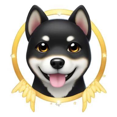 Black Shiba Inu angel | face | fantasy | halo | innocent | smiling face with halo sticker