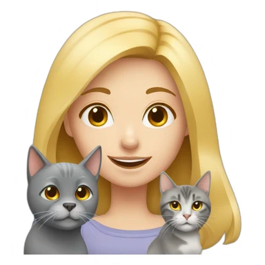 Blonde girl with dog and grey cat  sticker