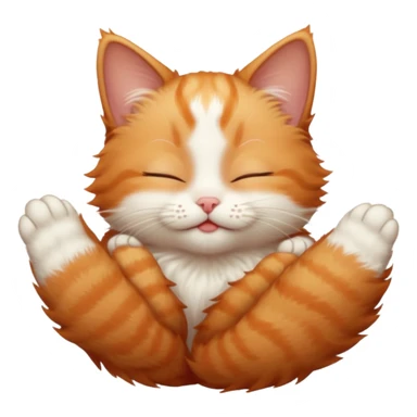 ginger and white small cat in funny positions upside down with eyes closed sticker