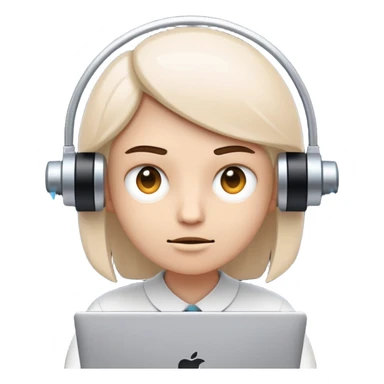 Emoji-style character with a neutral techy face, looking at two floating browser windows, modern vector design, serious expression, dark mode theme, clean lines, futuristic feel — not cute, not silly sticker
