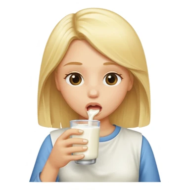 blond girl sucking milk  sticker