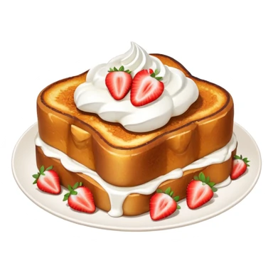 French toast with strawberry on top and whipped cream sticker