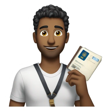 Rauw Alejandro holding a passport  sticker