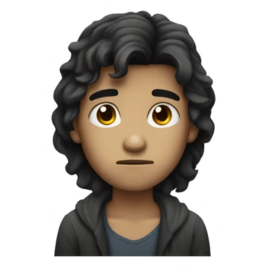 Sad boy long dark hair sticker