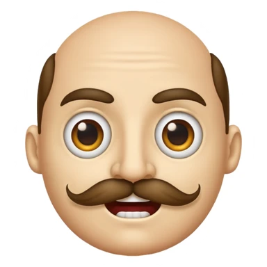 A regular emoji face with Half lidded eyes, large nostrils a moustache and sharp teeth sticker