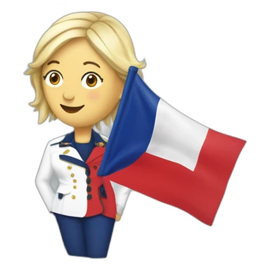 Marine le pen avec un drapeau français sticker