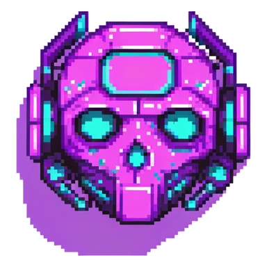 futuristic cyberpunk pixel art icon, vivid neon colors purple magenta cyan, minimal expressive design, 32x32, centered, high contrast, transparent background, no text, suitable for dark background, song title symbol sticker