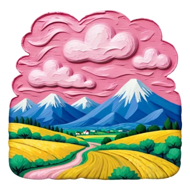van gogh slop style pink SPAM art landscape sticker