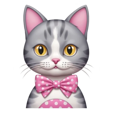 Evil Gray and white evil cat with a pink polka dot dress and with a pink polka dot bow sticker