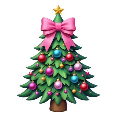 christmas tree with pink bow sticker