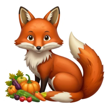 thanksgiving cornucopia and fox sticker
