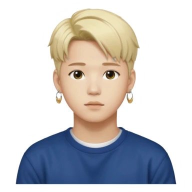 Illustrate a Korean male idol with blond dyed hair, earrings, casual streetwear & confident pose, inspired by Jimin of BTS. sticker