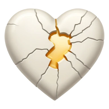 cream broken heart with sparkling white plaster sticker