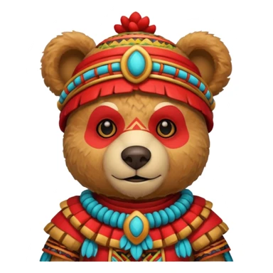 teddy bear Upper, wearing red mayan ancient custome, with carrot half body sticker