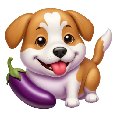 dog eating egg plant sticker