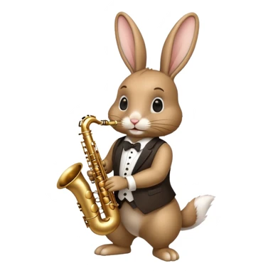 rabit playing saxophone jazz sticker