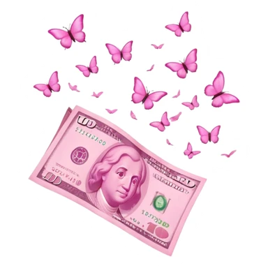 pink money flying  sticker