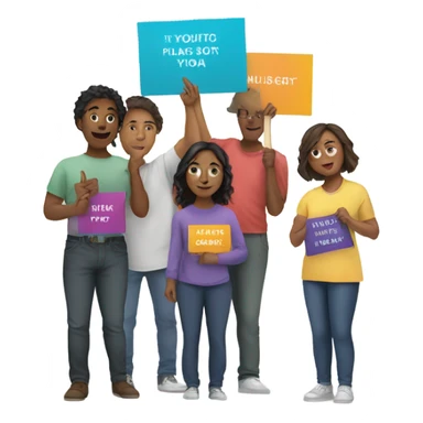 group of people standing holding placards sticker