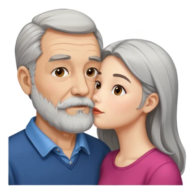 Older bearded man kissing young woman sticker