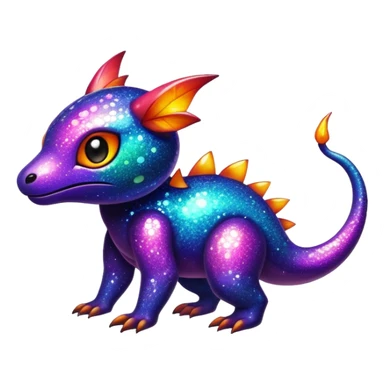 Vibrant dark dull Randomly-colored sparkly exotic Fakémon-creature sticker