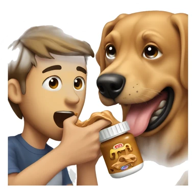 dog licking peanut butter off guy sticker