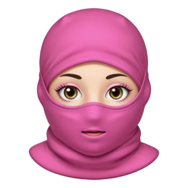 baggy stylish balaclava pink in colour with girly eyes showing through the eye holes of the balaclava with beautiful eyelashes on  sticker
