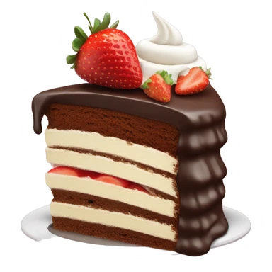 Chocolate cake with whipped cream and strawberries sticker