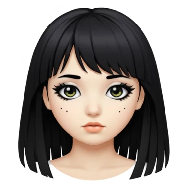 Emo girl with heavy eyeliner and long black bangs sticker
