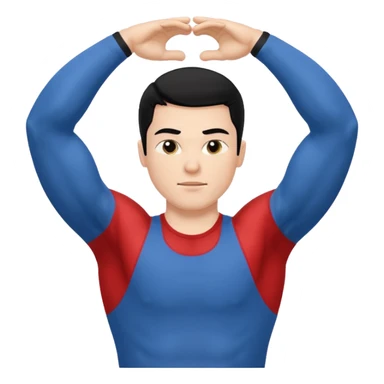 Hombre blanco pelinegro haciendo ejercicio de estiramiento de brazos sticker