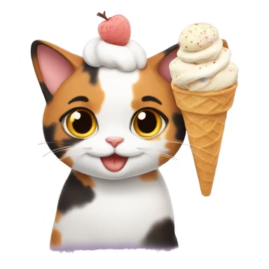 calico cat with icecream  sticker