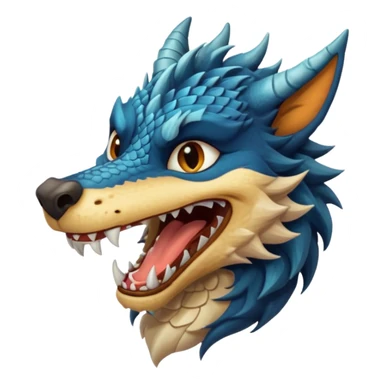 Create an emoji of a dragon wolf hybrid with a condescending laugh  sticker