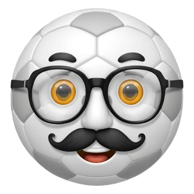 soccer ball wearing joke glasses and nose and mustache sticker