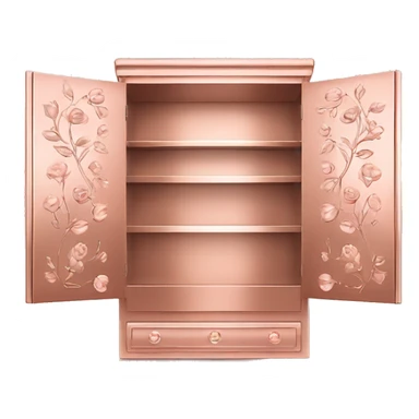 Realistic front facing rose gold hanging cabinets with flower pattern on them. sticker