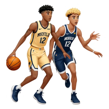 ja morant playing basketball with anthony edwards  sticker