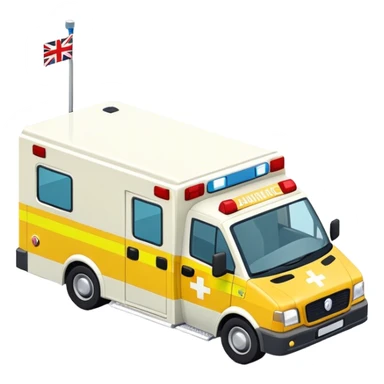 isometric British yellow ambulance  sticker