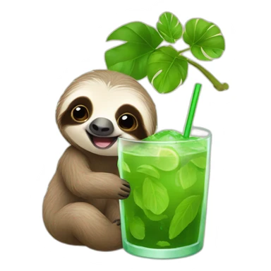 baby sloth drinking mojito sticker