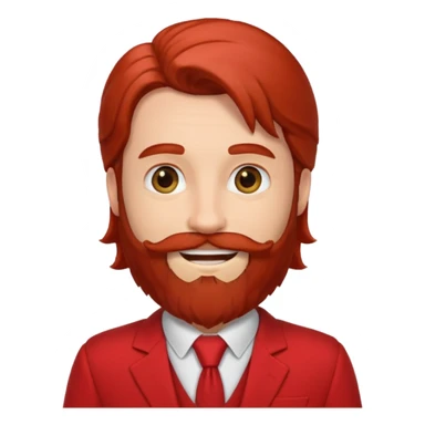 long haired bearded man with red suit sticker