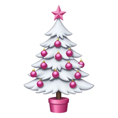 White Christmas tree with pink ornaments & pink topper sticker