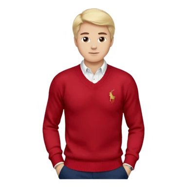 Ralph Lauren sweater, red color, v-neck, small polo logo sticker