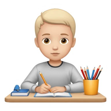 child sitting at a desk, focused and studious sticker