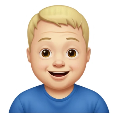 A man with Downs syndrom and CP making a funny face sticker