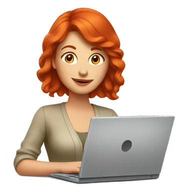 red headed lady using laptop sticker