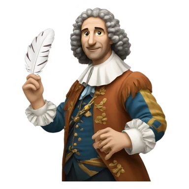 Molière holding a feather in his hand sticker