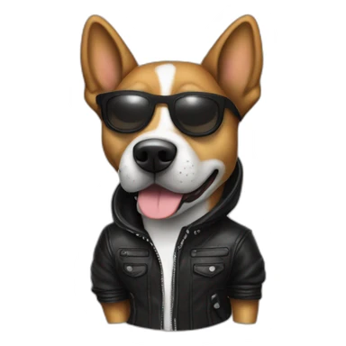 dj dog in leather jacket sticker